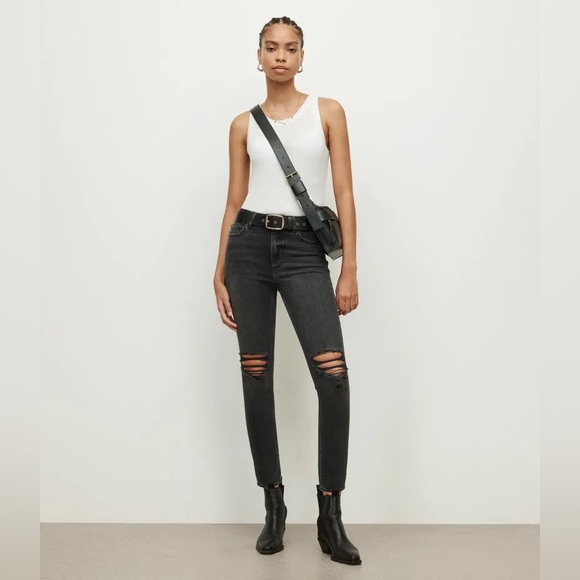 All Saints Dax High-Rise Skinny Jeans in Washed Black - Picture 2 of 8